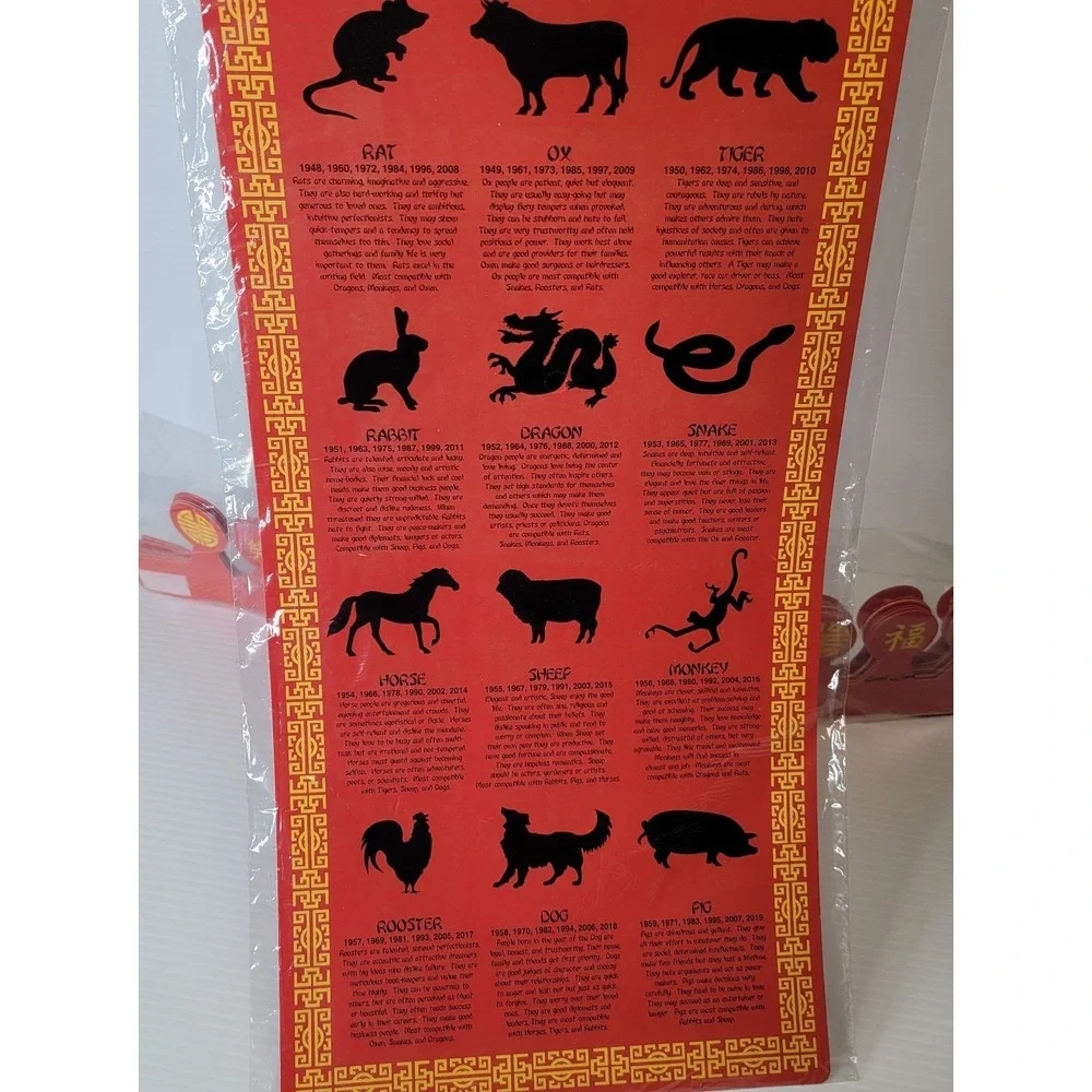 Lot of Chinese Theme Party New Year Decor Cut Outs w/ Crowns RARE Vintage Dragon